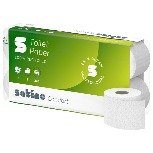 72 Rollen Toilettenpapier 3-lagig, 250 Blatt, Recycling, Satino Comfort